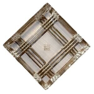 VTG Clear Glass Art Deco Square Trinket Box Tray Candle Soap Gift Jewelry Candy